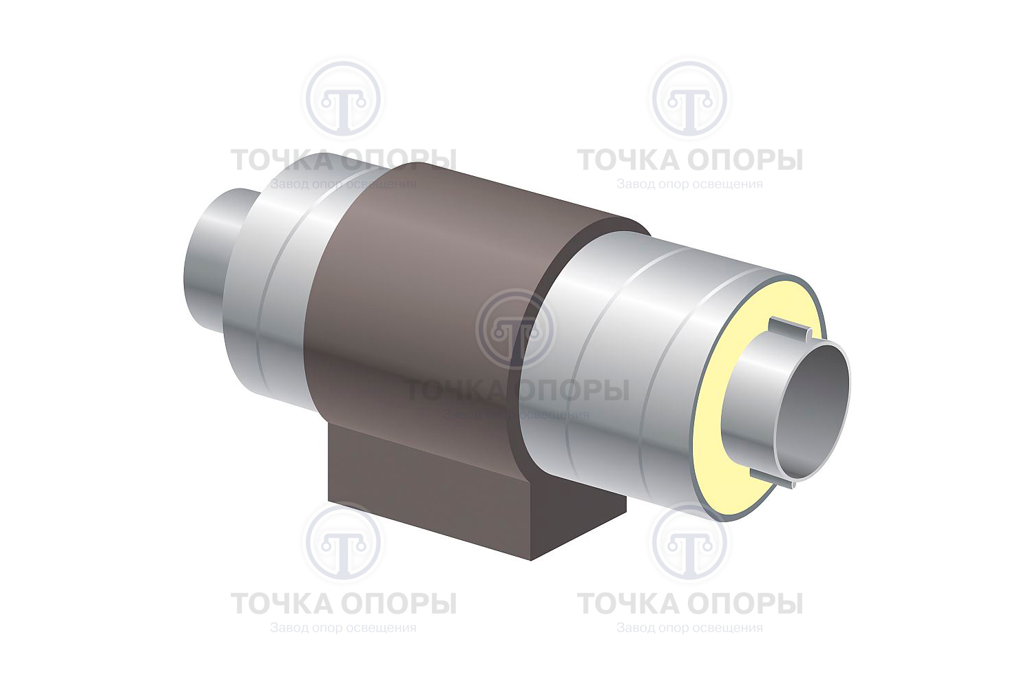 Элемент неподвижной опоры в ППУ изоляции с устроиством электрообогрева тип 5-А